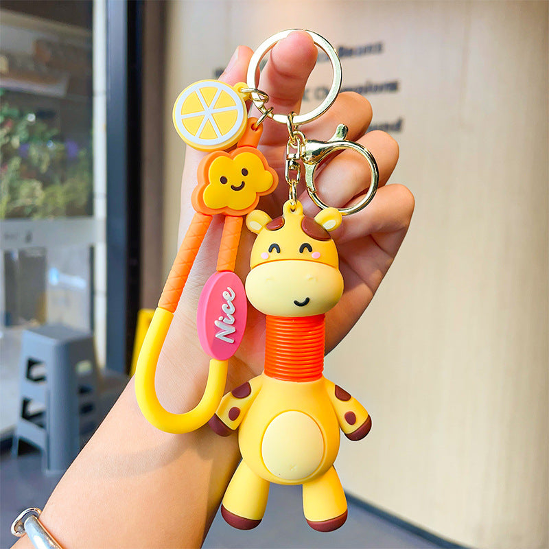 Wholesale Cartoon Doll Telescopic Neck Giraffe Silicone Keychain